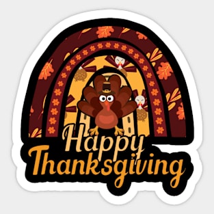 Happy Thanksgiving 2022 Gift, Rainbow Thanksgiving Turkey Design Sticker